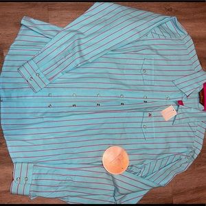 Aura for women by wrangler nwt blue button down western shirt